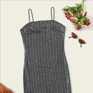 NWT Shein: Sm Blck/Silver Sequence Bodycon Dress
